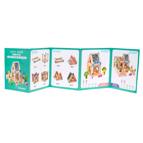 Drewniane klocki konstrukcyjne zestaw do budowania domku BLLN-3461